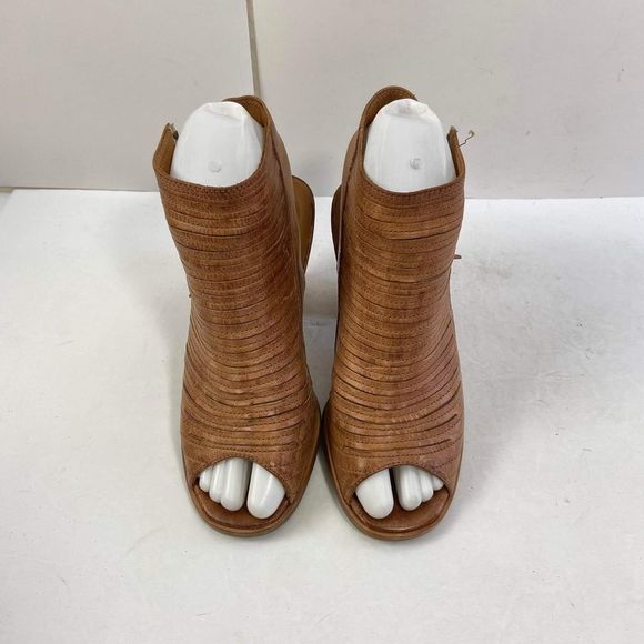 Paul Green Women's Cayenne Brown Leather Sliced Peep Toe Booties UK 3 US 5,5 - Picture 2 of 12